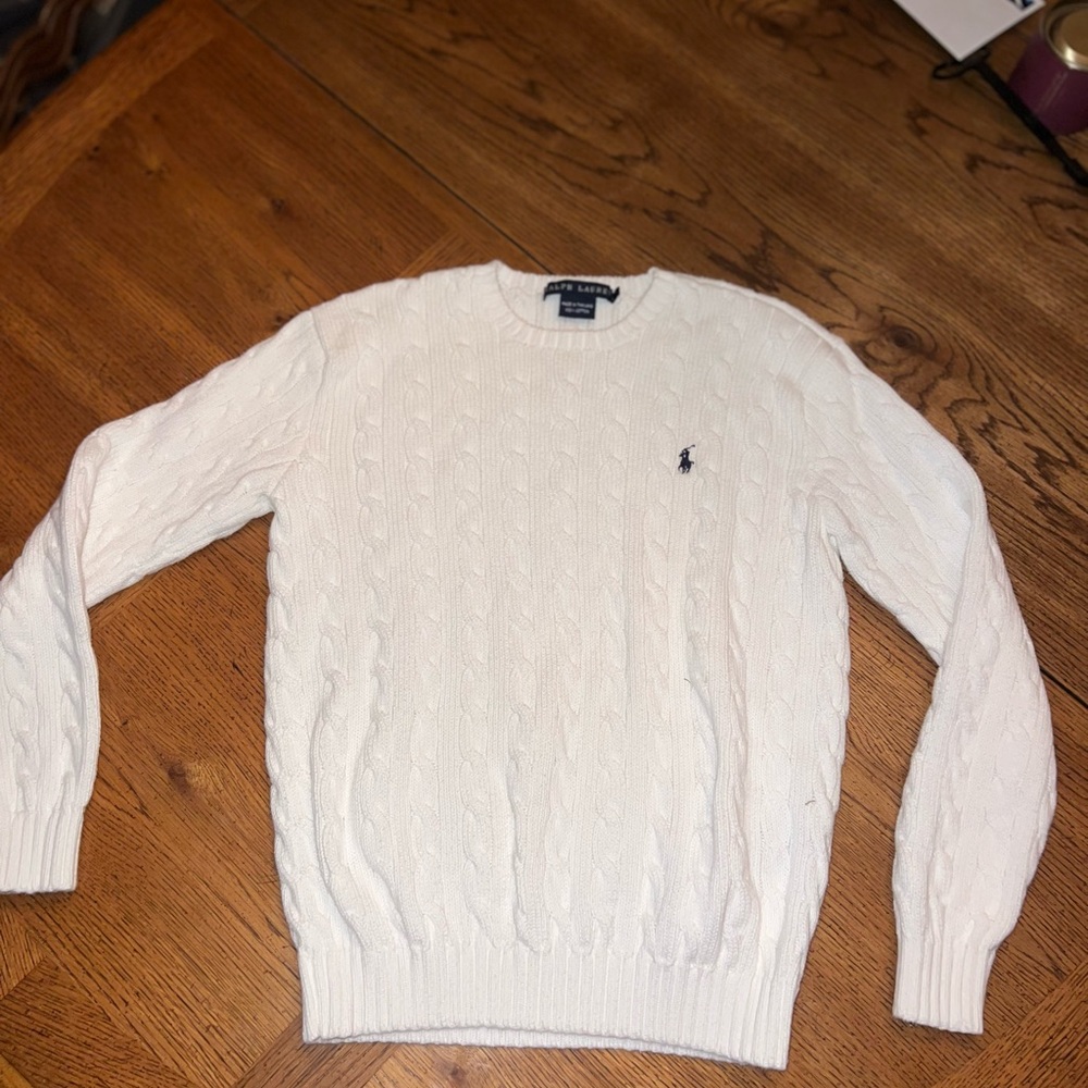 Ralph Lauren Women’s White Cable Knit Sweater